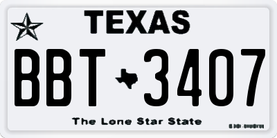 TX license plate BBT3407