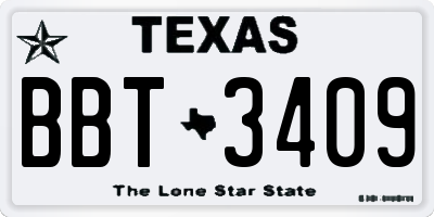 TX license plate BBT3409