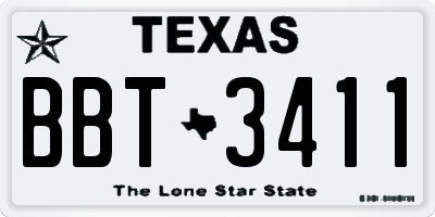 TX license plate BBT3411