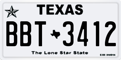 TX license plate BBT3412