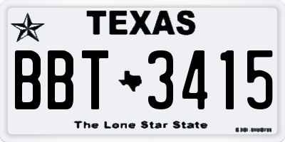 TX license plate BBT3415