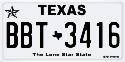 TX license plate BBT3416