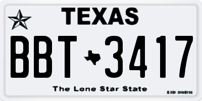TX license plate BBT3417