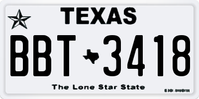 TX license plate BBT3418