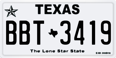 TX license plate BBT3419