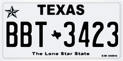 TX license plate BBT3423