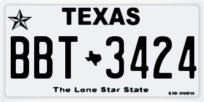 TX license plate BBT3424