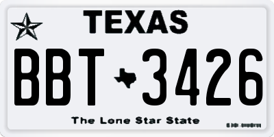 TX license plate BBT3426