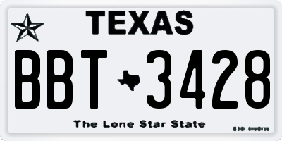 TX license plate BBT3428