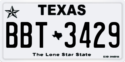 TX license plate BBT3429