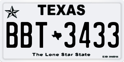 TX license plate BBT3433