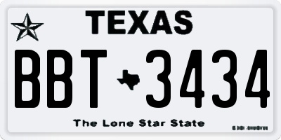 TX license plate BBT3434