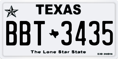 TX license plate BBT3435