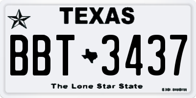 TX license plate BBT3437