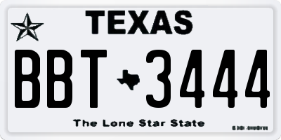 TX license plate BBT3444
