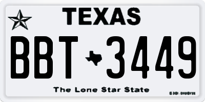 TX license plate BBT3449