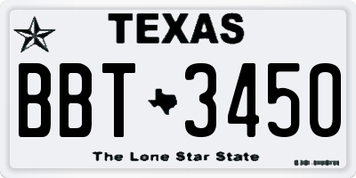 TX license plate BBT3450