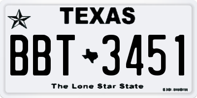 TX license plate BBT3451