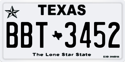 TX license plate BBT3452