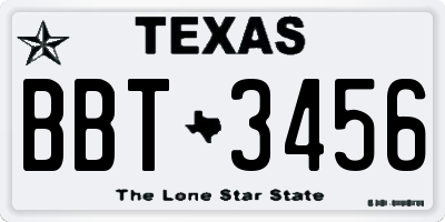 TX license plate BBT3456
