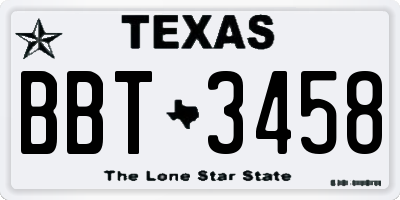 TX license plate BBT3458