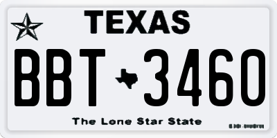 TX license plate BBT3460