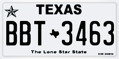 TX license plate BBT3463