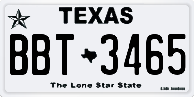 TX license plate BBT3465