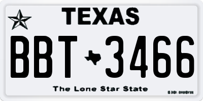 TX license plate BBT3466