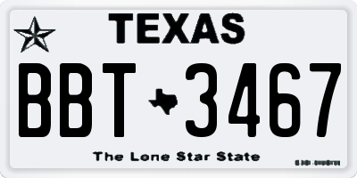 TX license plate BBT3467