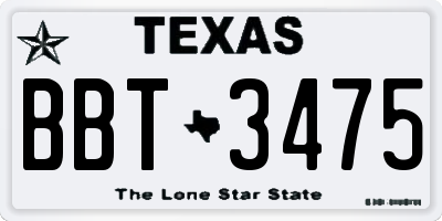 TX license plate BBT3475