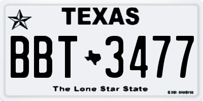 TX license plate BBT3477