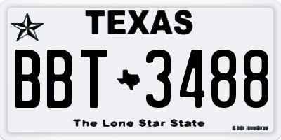 TX license plate BBT3488