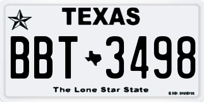 TX license plate BBT3498