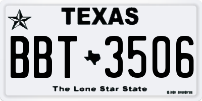 TX license plate BBT3506