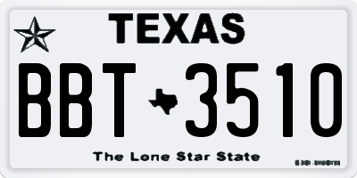 TX license plate BBT3510