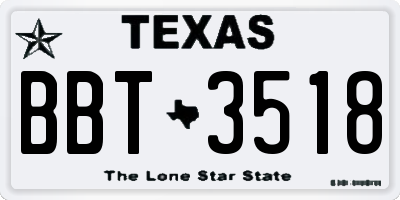 TX license plate BBT3518