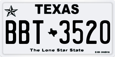 TX license plate BBT3520