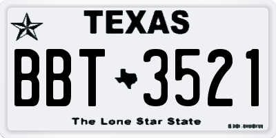 TX license plate BBT3521