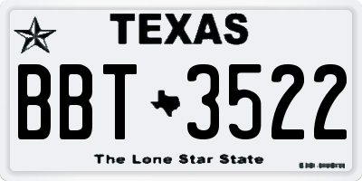 TX license plate BBT3522
