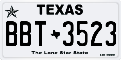 TX license plate BBT3523