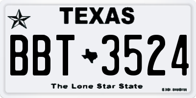 TX license plate BBT3524