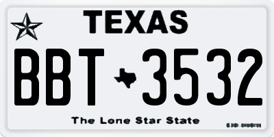 TX license plate BBT3532