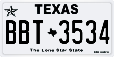 TX license plate BBT3534