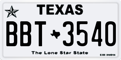 TX license plate BBT3540