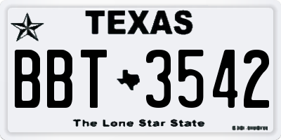 TX license plate BBT3542