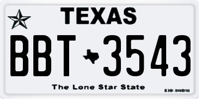 TX license plate BBT3543