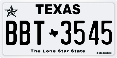 TX license plate BBT3545