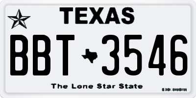 TX license plate BBT3546
