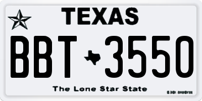 TX license plate BBT3550